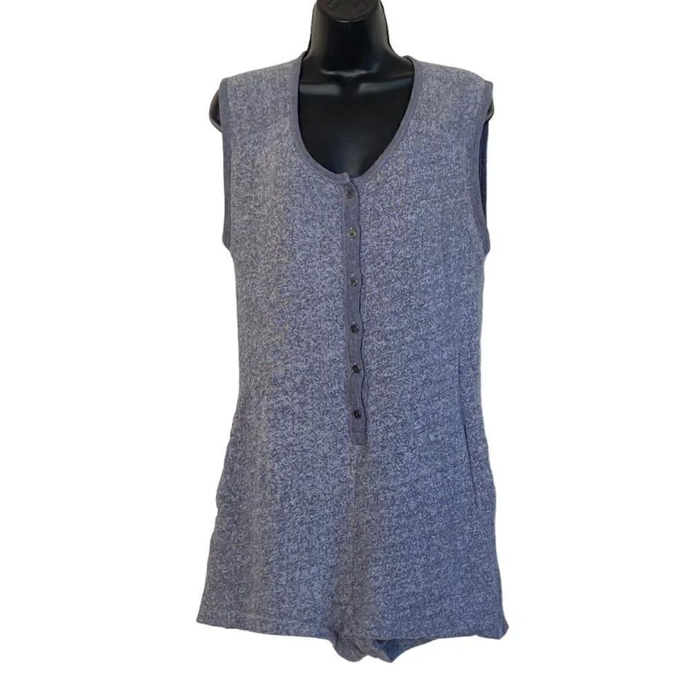 T by Alexander Wang Oversized Comfy Cotton Sleeveless Henley Romper Sz XS